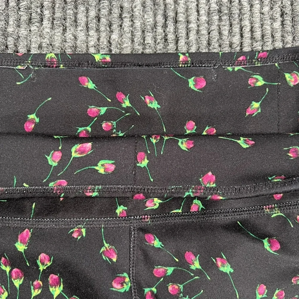 Nike Leggings Womens Large Black Floral Roses Geometric Dri Fit Active Workout
